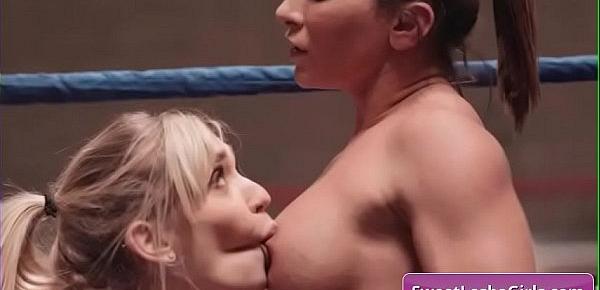  Sexy wrestling lesbo girls Ariel X, Mackenzie Moss finger fuck each other and eat pussy on the wrestling ring